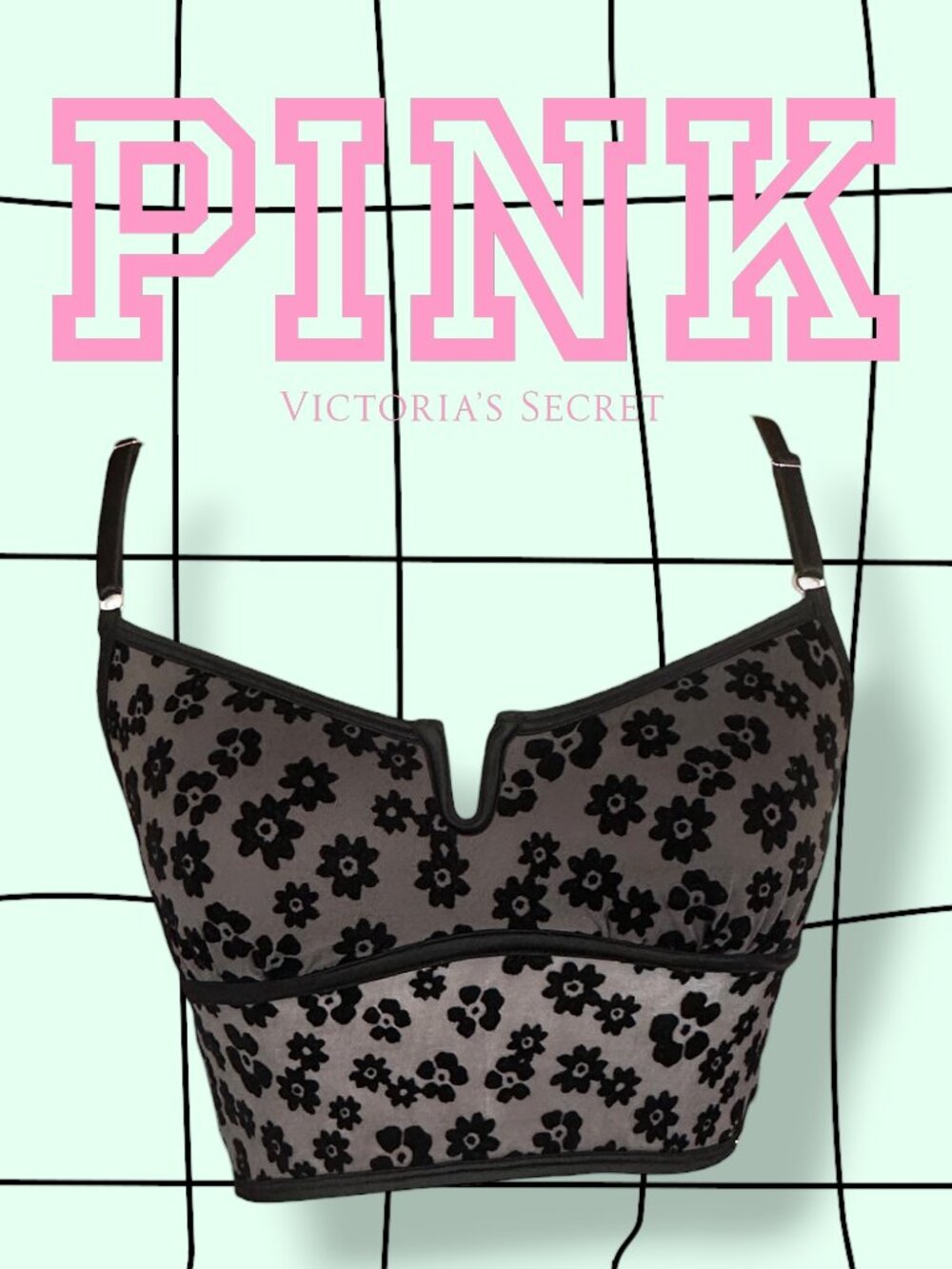 PINK Mesh Floral Bralette